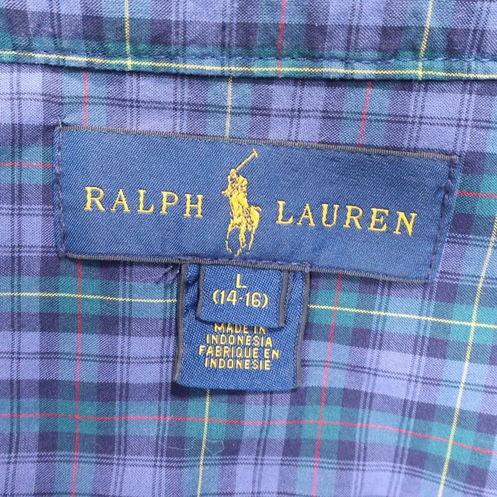 Polo Ralph Lauren Plaid Button Down Shirt Long Sleeve‎ Classic Kids Size L 14-16